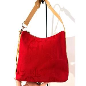Lauren Ralph Lauren Red Jacquard Logo Crossbody Shoulder Bag Y2K